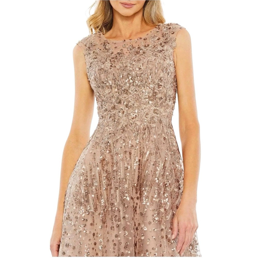 Mac Duggal 20398 Bronze Embellished A-Line Midi Dress Size 12 $498 - Picture 2 of 8